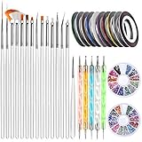 Nail Art Brushes, Teenitor 3D Nail Art Paiting Polish Design Kit with 15 Nail Gel Brushes, Nail...