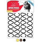 Hawwwy Spiral Spin Pins - 4 Pack Premium Black Spin Pins | Easy & Fast Non-Scratch Alloy Bun Maker...