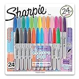 Sharpie 1927350 Electro Pop Permanent Markers, Fine Point, Assorted Colors, 24 Count