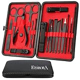 ESARORA Manicure Set, 18 in 1 Stainless Steel Professional Pedicure Kit Nail Scissors Grooming Kit...