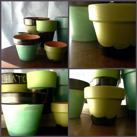 Collage of DIY Guide Chalkboard Paint Pots