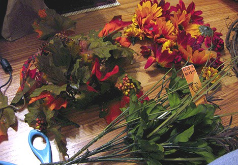 Materials for making a DIY Seasonal Door Wreath
