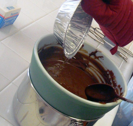 Melted chocolate inside a large bowl 