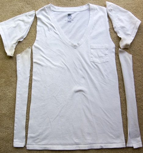 white t shirt cut into a tank top