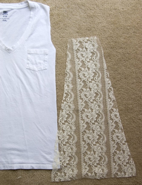 white tank top with lace next to it