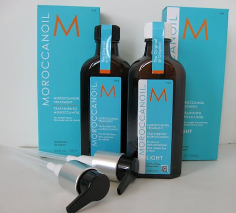 Moroccanoil Treatment bottles on a white background