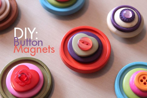 Different Colors of DIY Button Magnets on a White Background