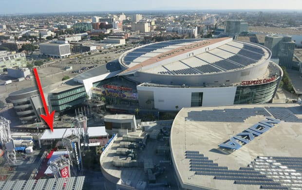 Aerial view of the staples center from-the-Ritz
