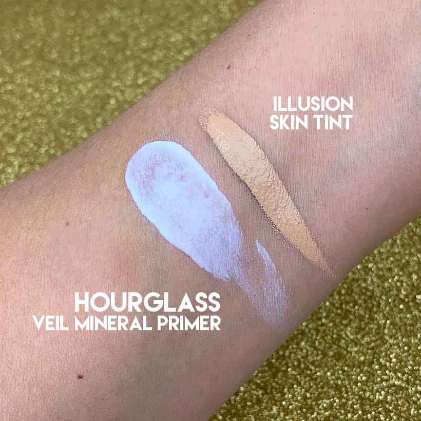 Hourglass Cosmetics Veil Mineral Primer and Illusion Skin Tint Swatch