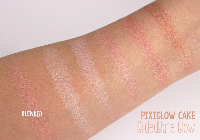  Pixi Beauty Pixiglow Cake GildedBare Glow Blended Text Swatch