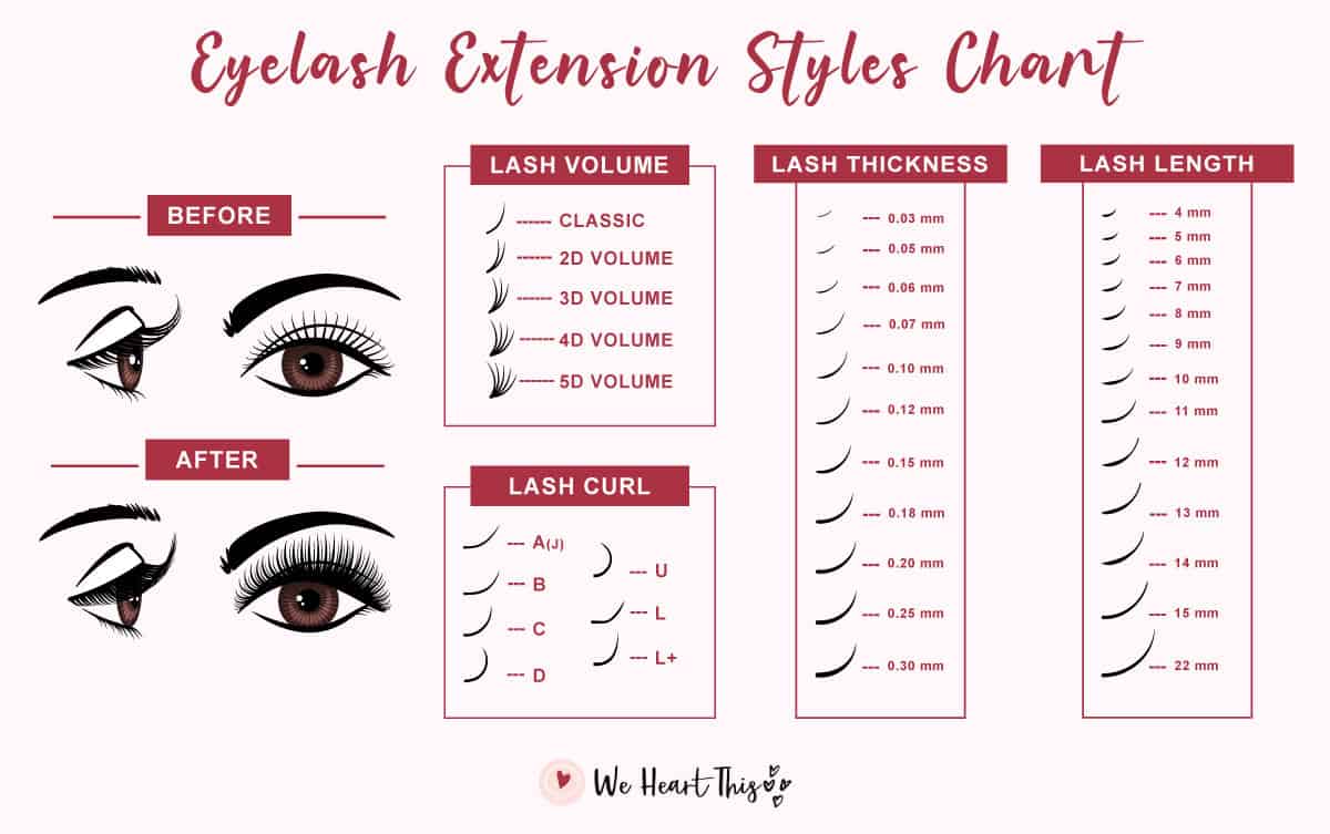 infographics of eyelash extension styles chart