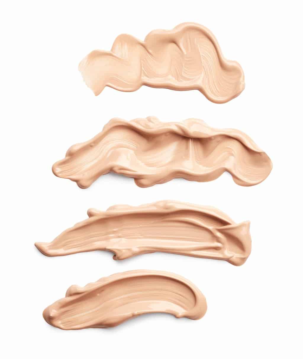 swatches of fair toned foundation on a whitebackground