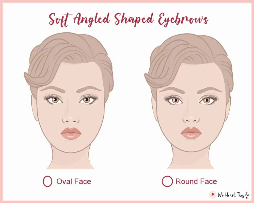 graphical illustration of soft angled shaped eyebrows for oval and round face