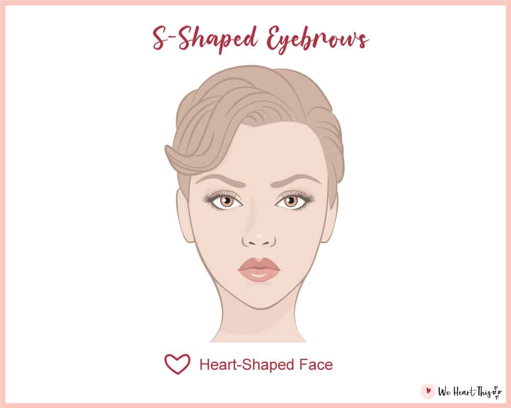graphical illustration of s-shaped eyebrows for heart-shaped face