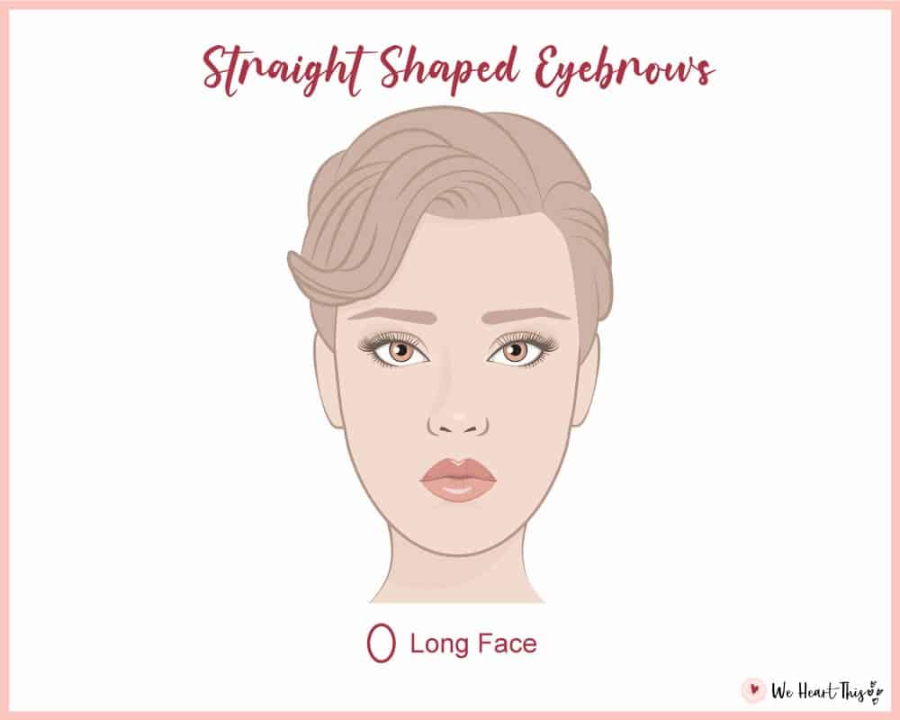 graphical illustration of straight shaped eyebrows for long face
