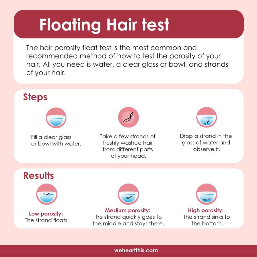 infographic about floating hair test on porosity hair
