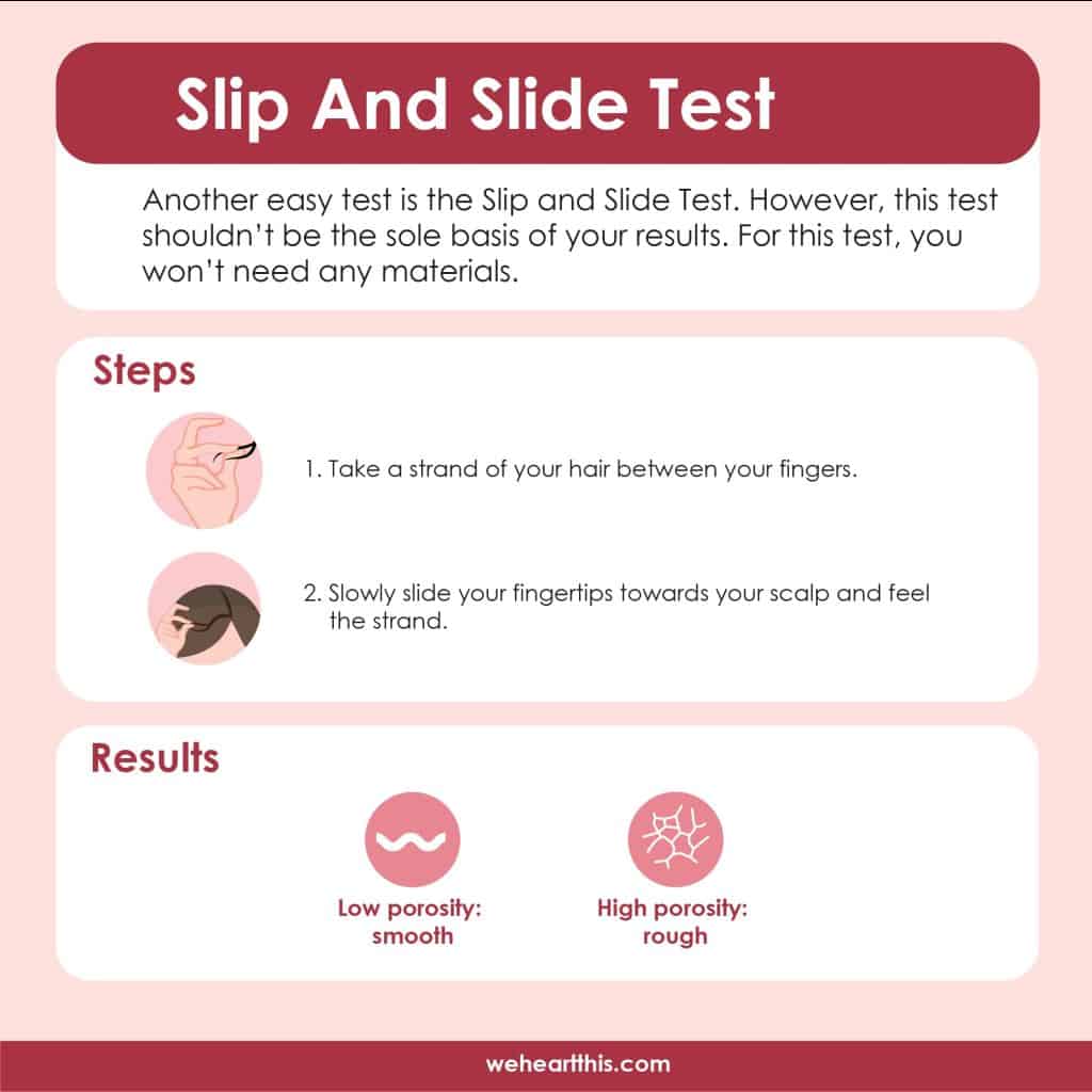 infographic about slip and slide test for porosity hair
