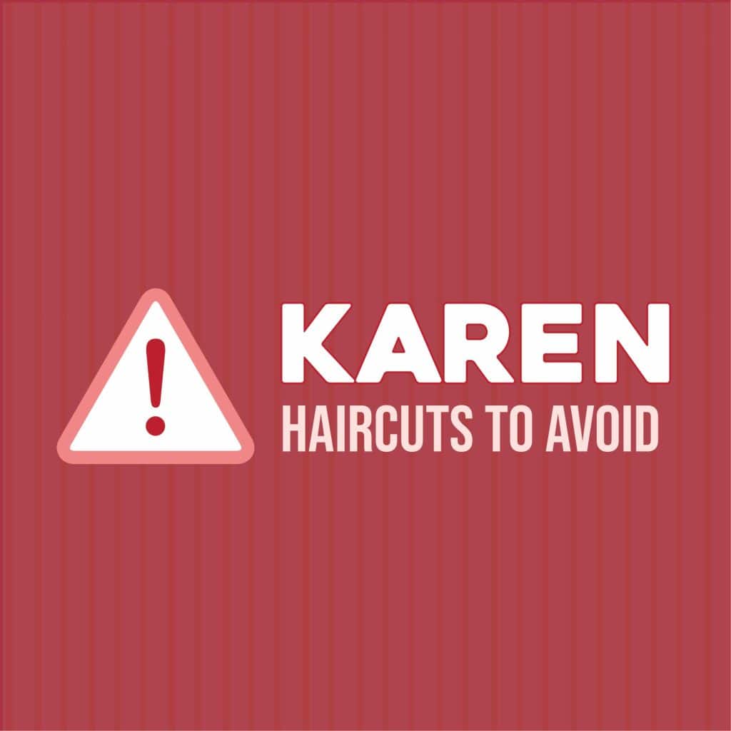 edited image with warning sign with text of karen haircuts to avoid