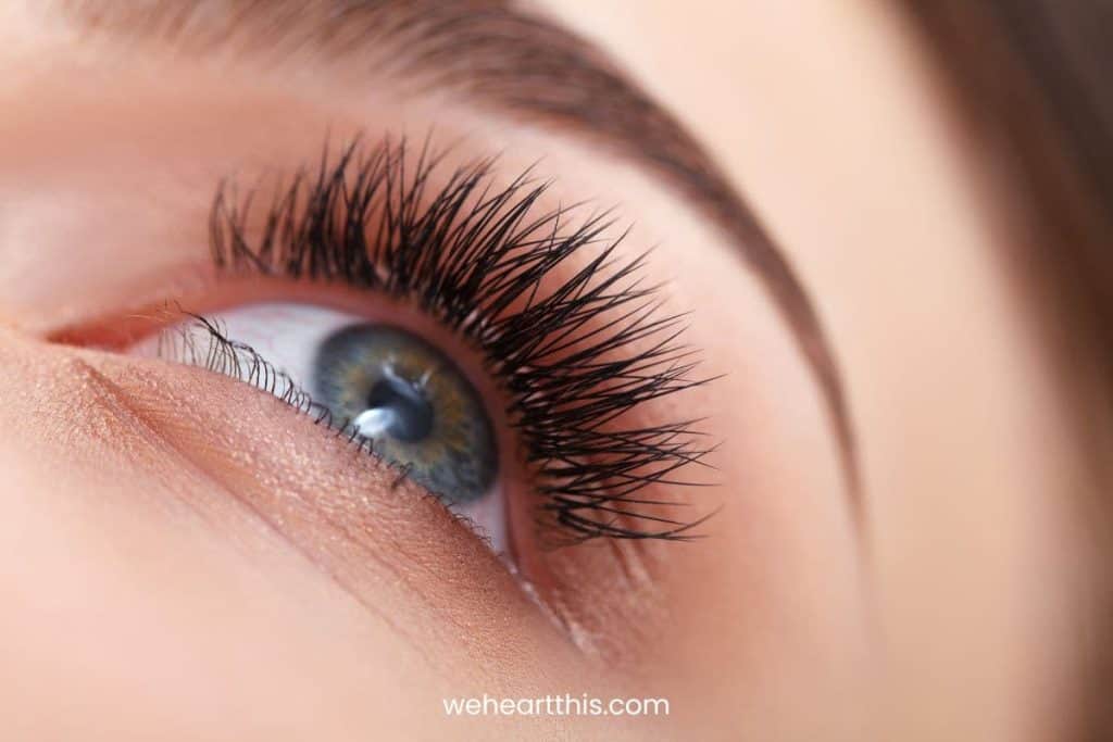 A woman with an eyelash extension