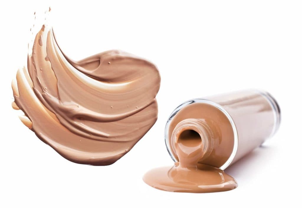 A water-based beige liquid foundation on a white background.