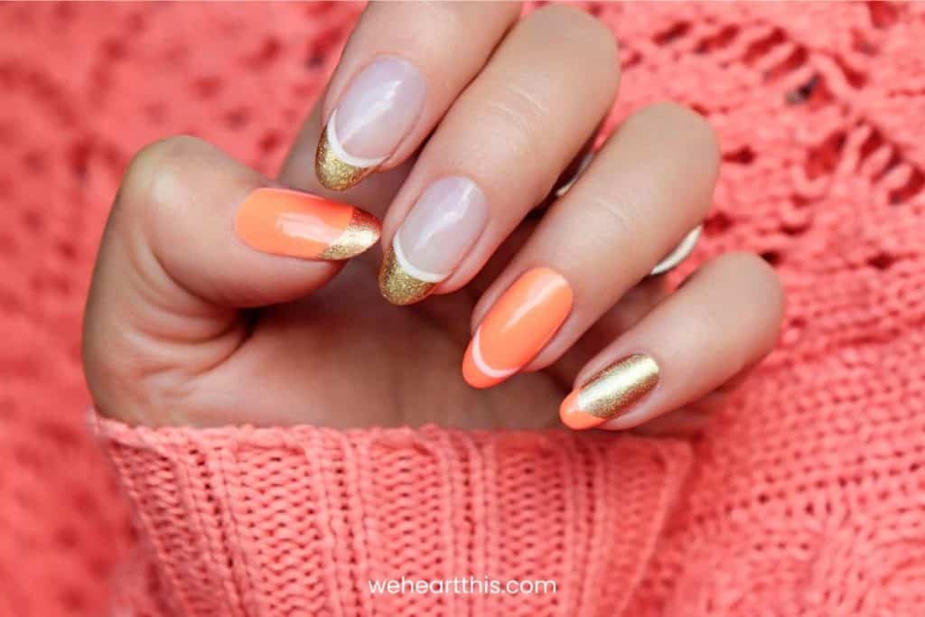 1. Peach and Gold Glitter Nail Design on Tumblr - wide 4