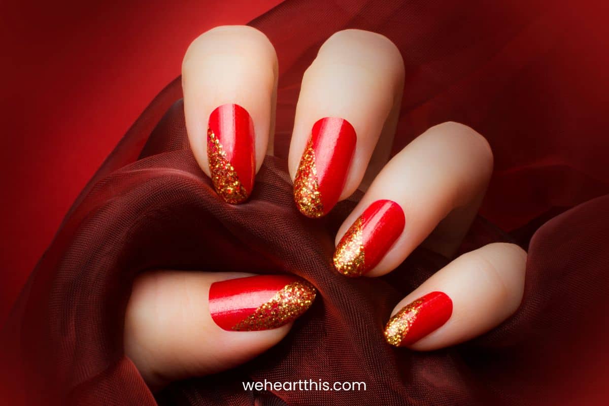 45 Red with Glitter for a Manicure