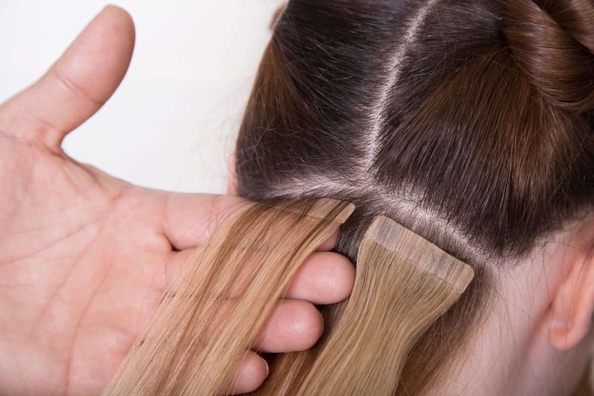 Tape in hair outlet extensions tips