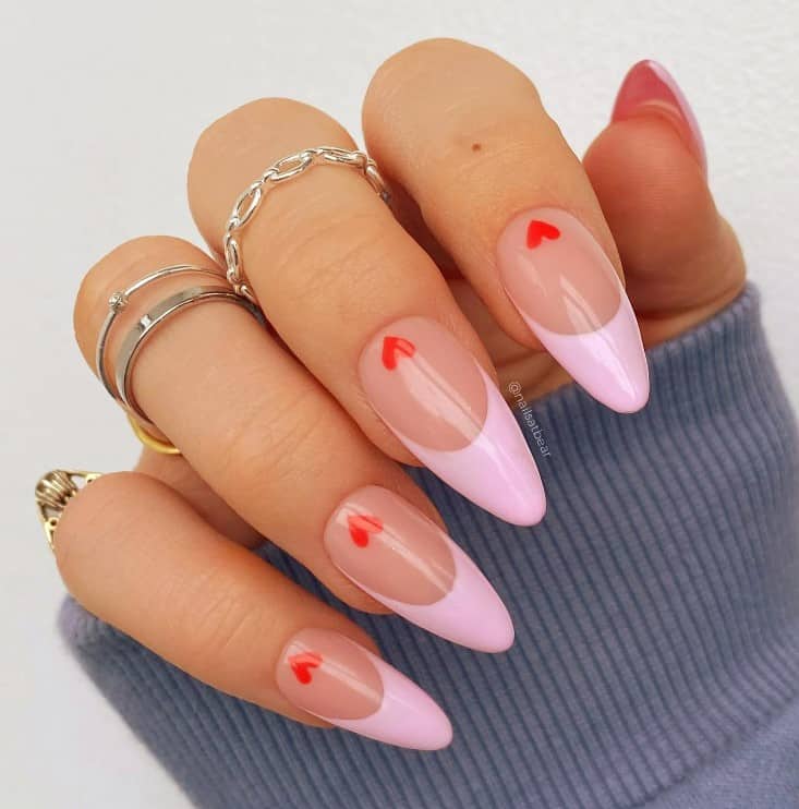 hot pink tip acrylic nails