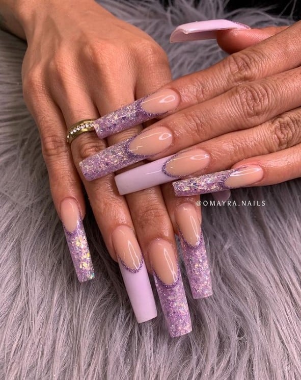 Lavender Purple Tapered Coffin Press On Nails Acrylic Nails   idusemiduedutr