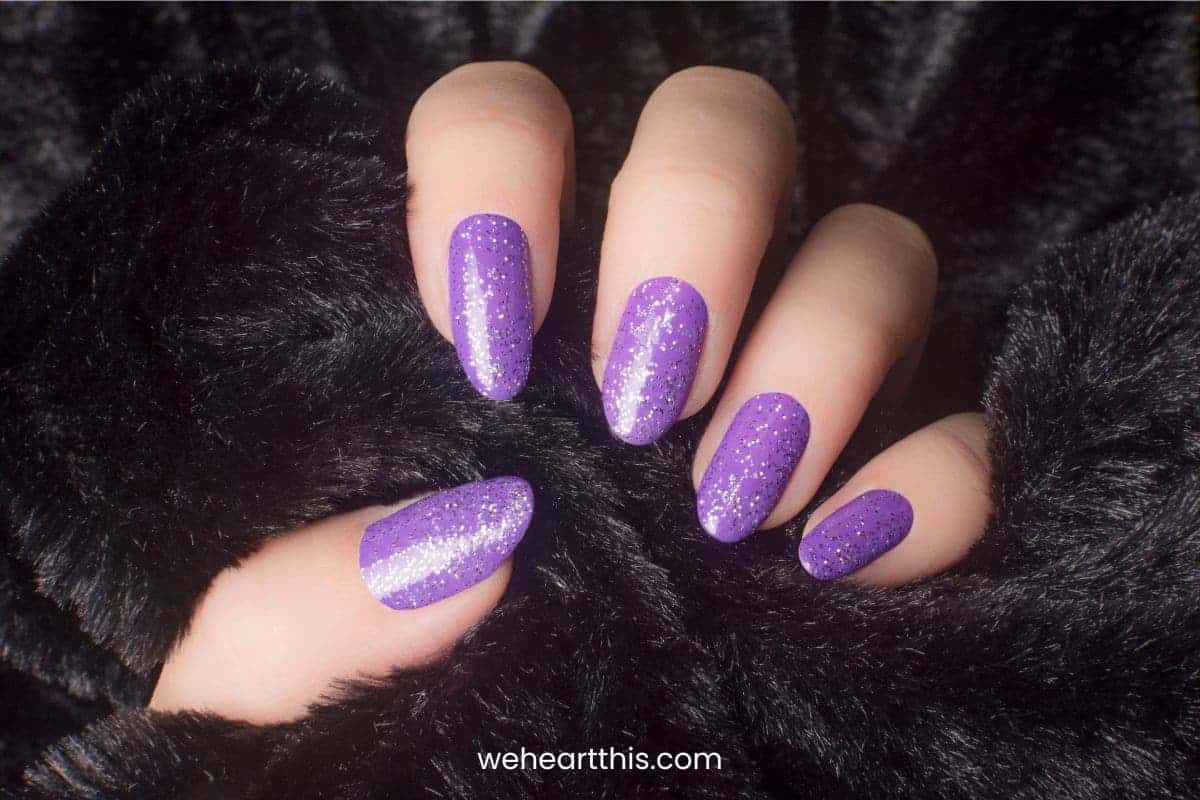 2. Floral Purple Glitter Nails - wide 2