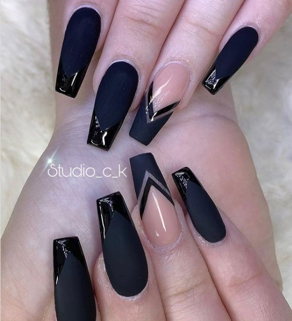 Buy Extra Long Coffin Nails Black Shiny Fake Nail Long Ballerina Nails for  Party Full Cover Artificial Tips with Glue sticker Online at Low Prices in  India - Amazon.in