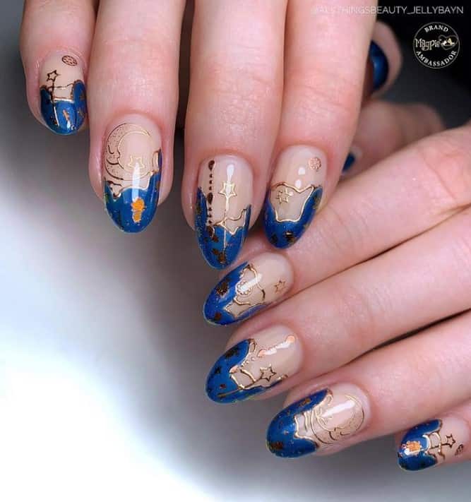 40 Stunning Blue and Gold Nails for a Luxurious Mani