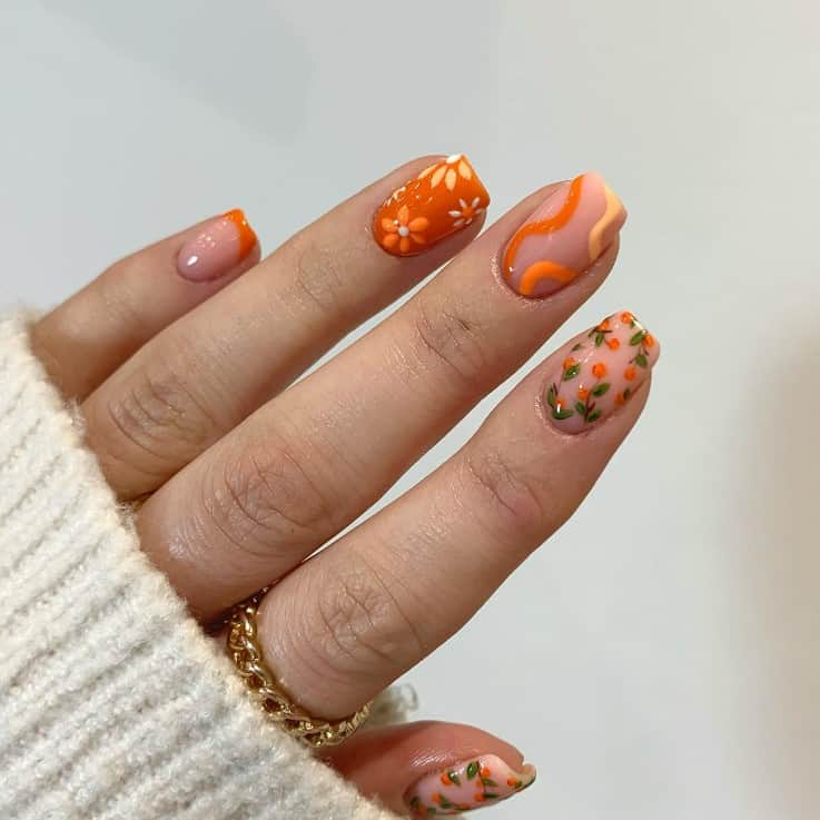 Burnt Orange Nails: 45+ Designs and Ideas Perfect for Fall | Orange nails, Nail  art, Funky nails