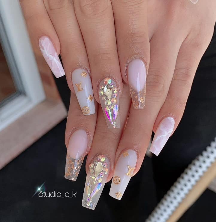 70+ Designer Brand Nail Art Ideas — Pink Louis Vuitton Nails