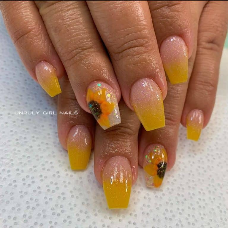 42 Sunflower Nail Designs To Brighten Up Your Summertime
