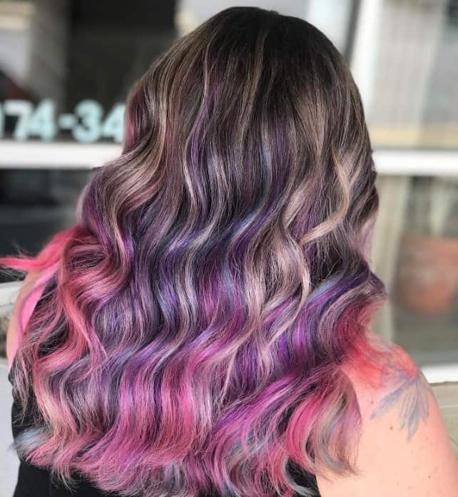 ash brown with pink and purple touch