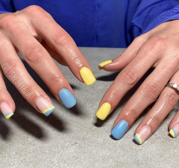 53 Fresh and Fab Yellow and Blue Nails You’ll Love!