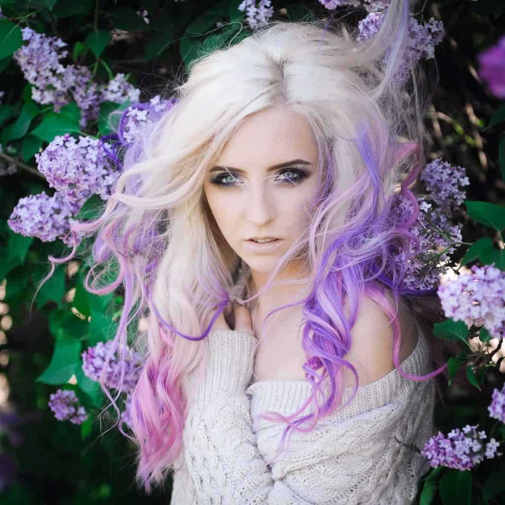 harmonious blend of blonde, pink, and purple hair colors