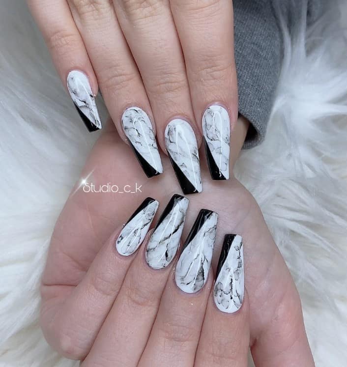 black marble with good foil accents such a staple in my style check out  the 3rd pic when your nails are SOOO glossy you can see your  Instagram