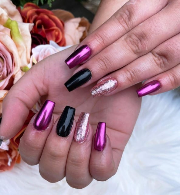 35 Pink And Black Nails For A Pretty Yet Fierce Aesthetic