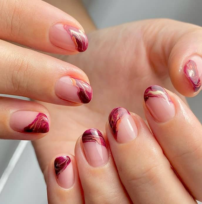 Burgundy and Gold Fake Nails Burgundy and Gold Press on Nails Short Coffin  Gel Fake Nails Sparkle Fake Nails Artificial Full Nails - Etsy