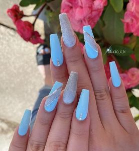 40 Blue Coffin Nail Designs To Elevate Any Look