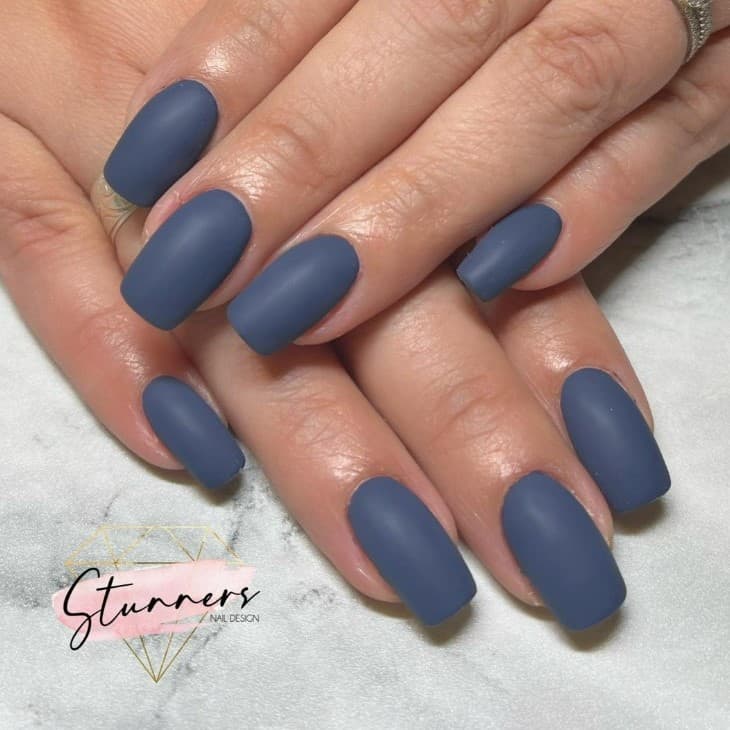 Royal blue matte coffin nails - New Expression Nails
