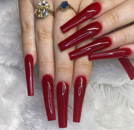 32 Stunning Red Coffin Nails That Are Fiery and Fierce!