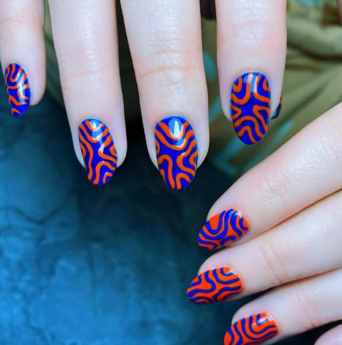 44 Cute Blue and Orange Nails for a Unique Mani