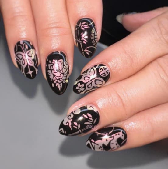 Black Almond Nails: 50 Stunning Nail Designs To Love!
