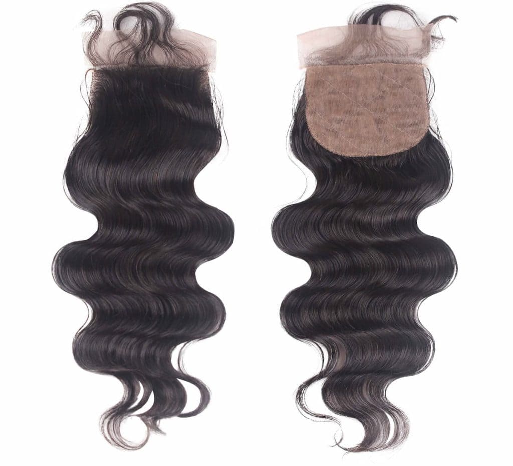 an image of a black wavy lace front on a white background