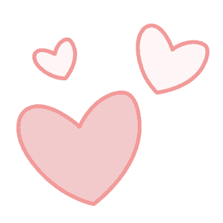 Three light pink hearts on a white background