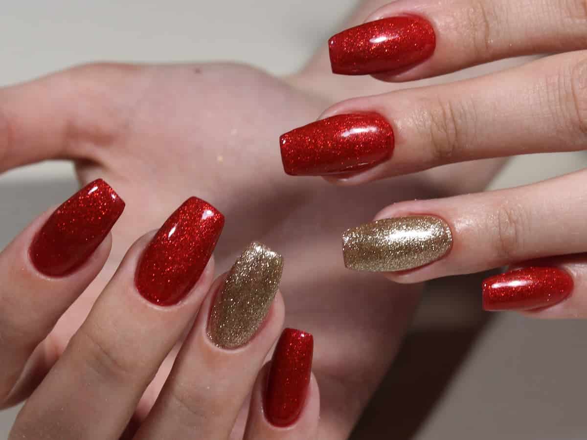 Pretty Red and Gold Nails Design | Elegant Wedding Tip Nail Art Tutorial -  YouTube