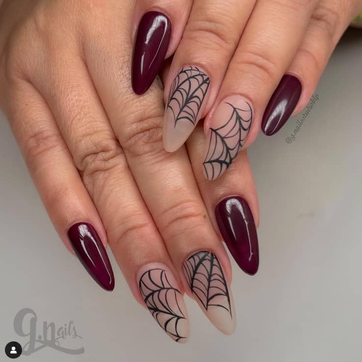 30+ Spider Web Nail Designs to Try 2021 - ♡ July Blossom ♡ | Long acrylic  nails, Pointed nails, Best acrylic nails